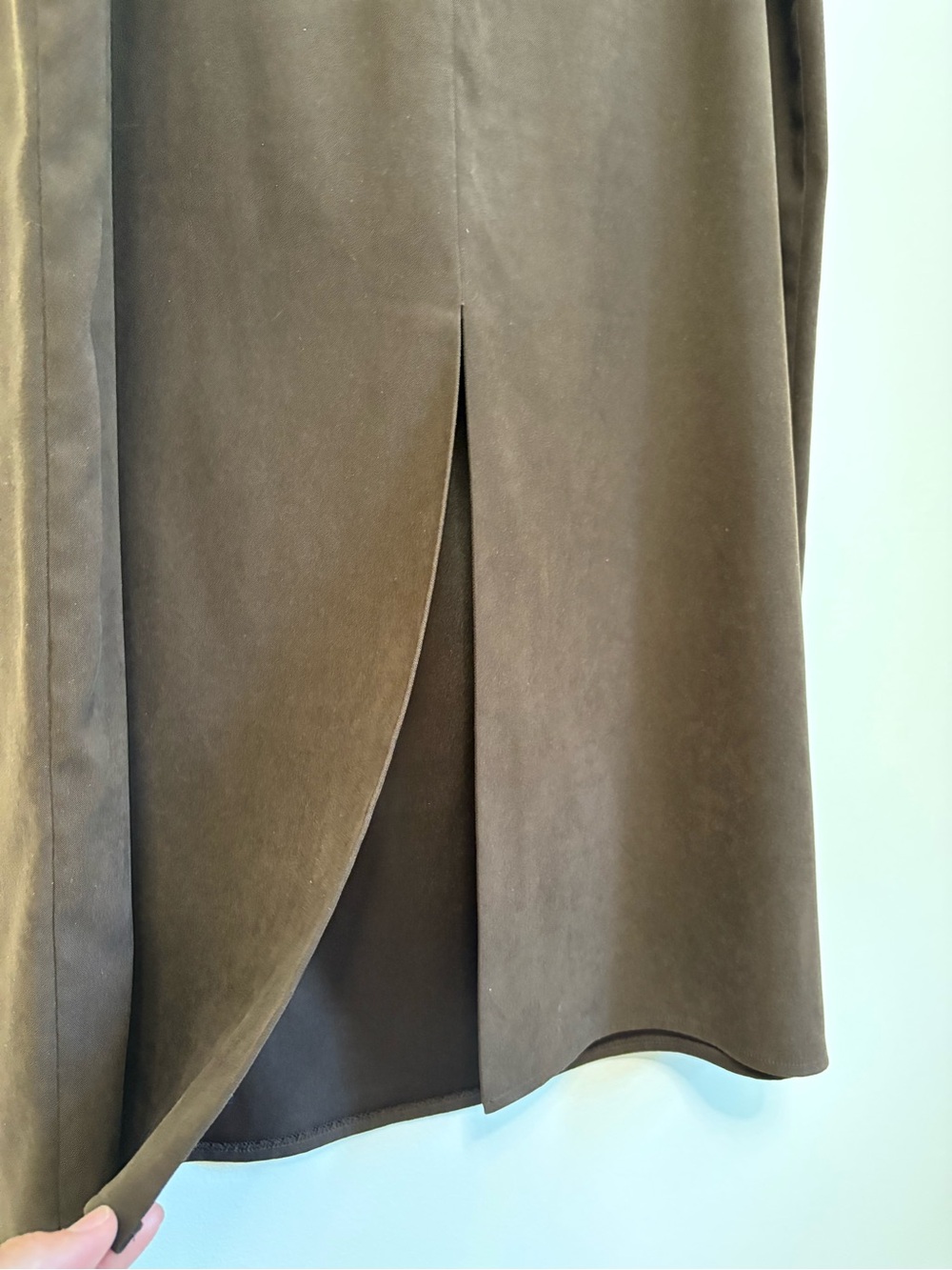 Vintage Casual Corner Brown Faux Suede Sleeveless Maxi Dress Side Buttons Sz 12 - Picture 7 of 10